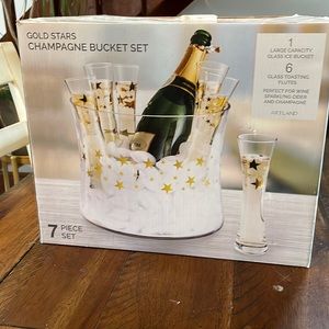 Glass star print ice bucket with 6 glasses